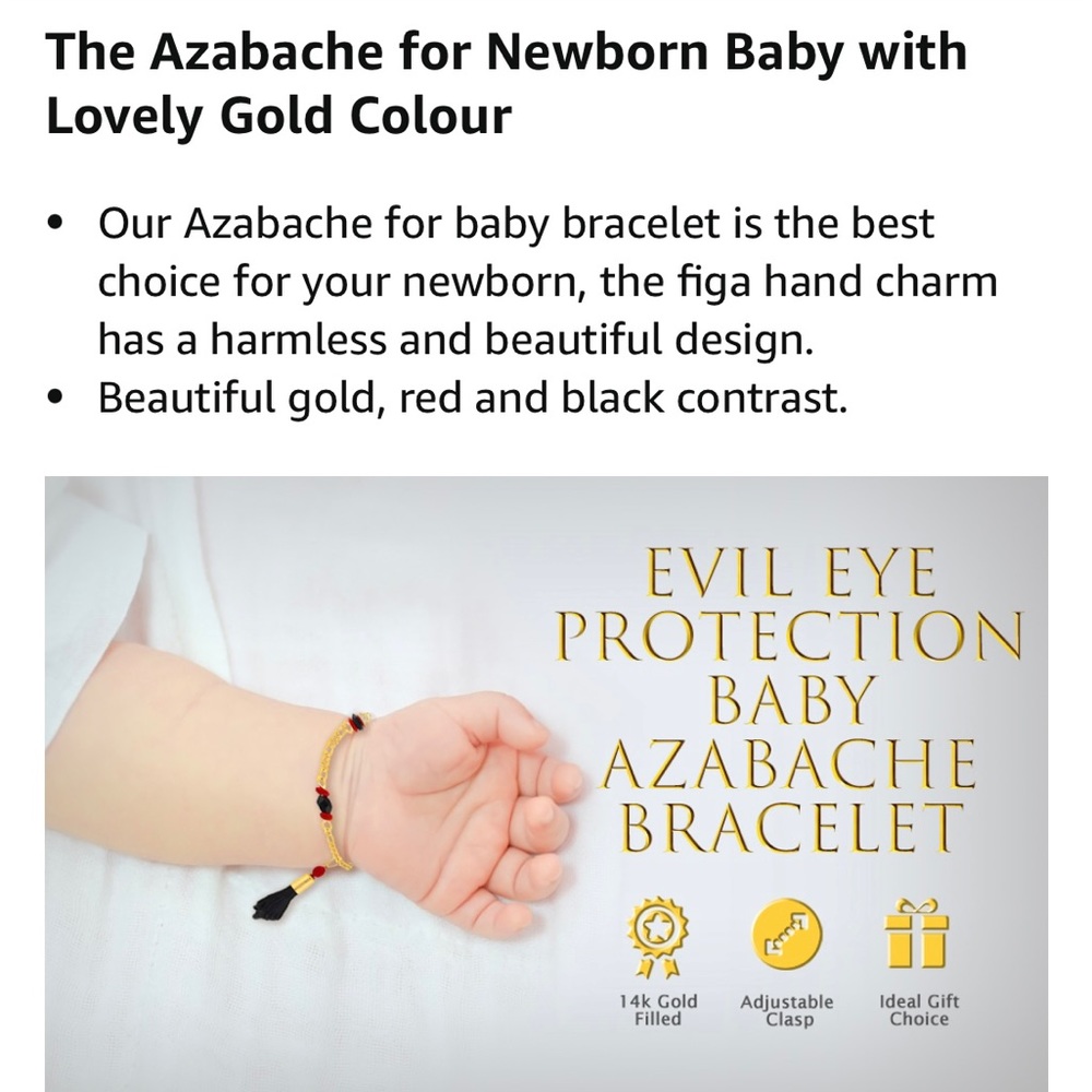 Charm Bracelet Simulated Azabache Evil Eye Protection for Babies 4.5"